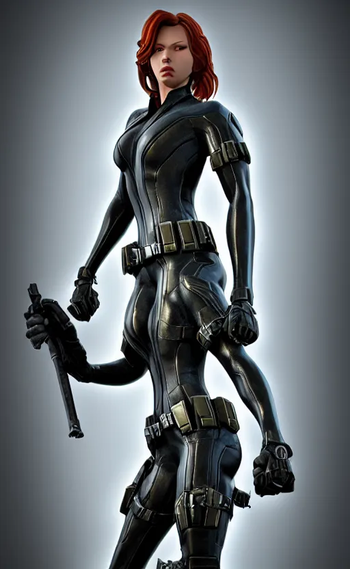 Image similar to black widow, bronze statue and silver, unreal engine, high detailed