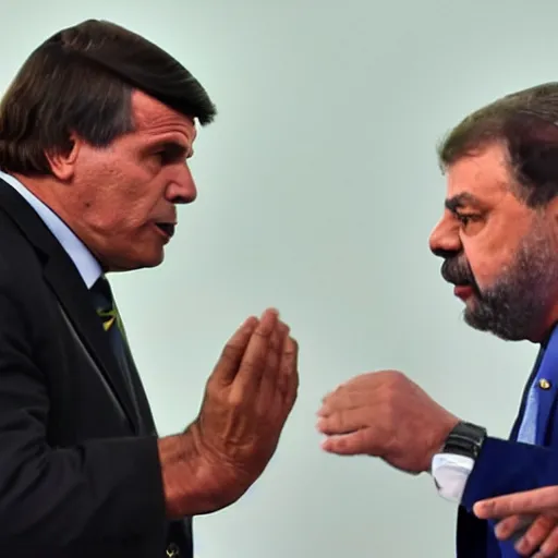 Prompt: jair bolsonaro and Luiz ignácio Lula da Silva fighting to the death