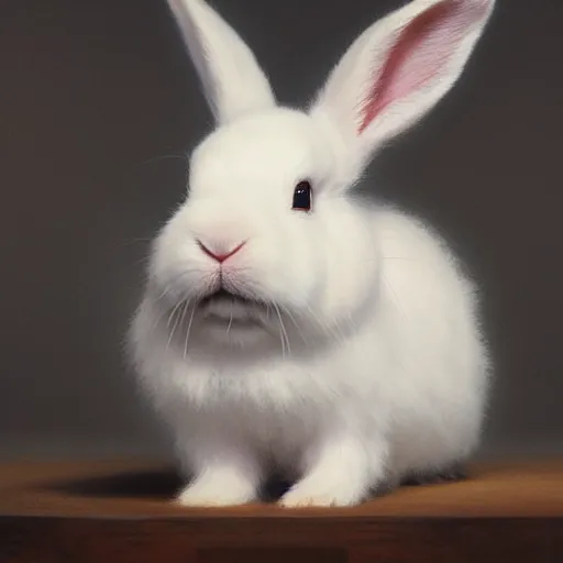 Image similar to cute white dwarf rabbit, 4 k oil on linen by wlop, artgerm, andrei riabovitchev, nuri iyem, james gurney, james jean, greg rutkowski, highly detailed, soft lighting 8 k resolution