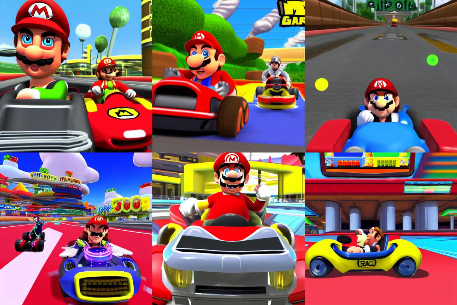 Prompt: Saul Goodman in Mario Kart, game screenshot
