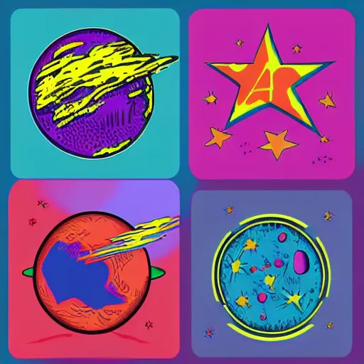 Image similar to 2 planet collapse particle fusion element macro cosmic art by butcher billy, sticker, colorful, illustration, highly detailed, simple, smooth and clean vector curves, no jagged lines, vector art, smooth andy warhol style