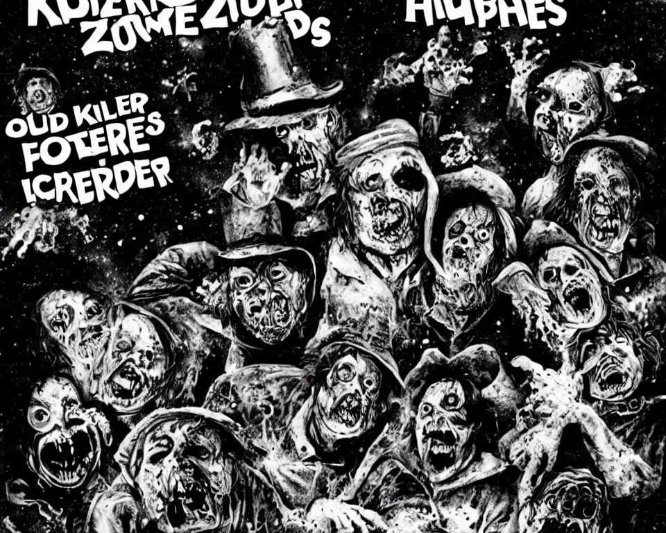 Image similar to a horror movie poster for Killer Zombies Leprechauns From Outer Space