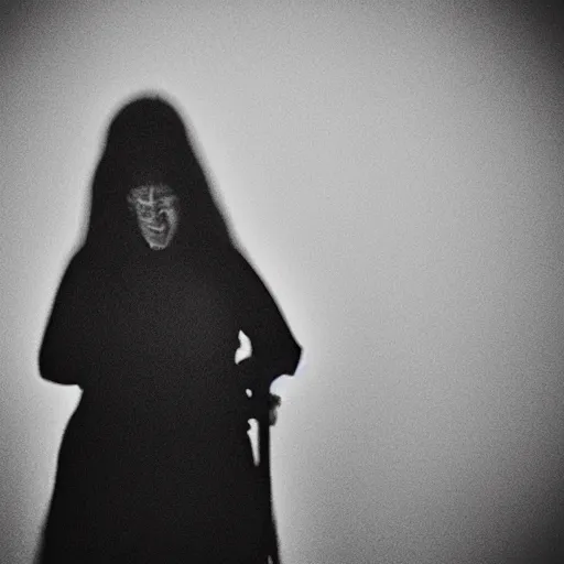 Image similar to sleep paralysis hag, black and white, blurred, 3 am, photo