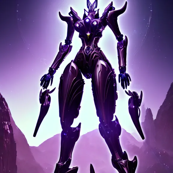 Image similar to extremely detailed front shot of a giant 1000 meter tall beautiful stunning saryn prime female warframe goddess, that's an anthropomorphic hot robot mecha female dragon, silver sharp streamlined armor, detailed head, sharp claws, glowing Purple LED eyes, sitting cutely in the background, rump on top of a mountain below her, a tiny forest with a village in the foreground, in front of her, fog rolling in, dragon art, warframe fanart, Destiny fanart, micro art, macro art, giantess art, fantasy, goddess art, furry art, furaffinity, high quality 3D realistic, DeviantArt, artstation, Eka's Portal, HD, depth of field