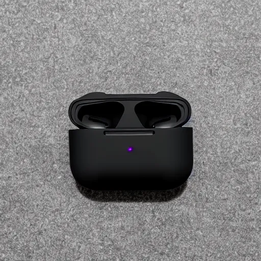 Image similar to black airpods pro case with marshmallow logo on it, studio, product photo