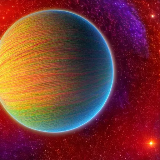 Image similar to colorful ball of yarn as a planet, nasa photo, portrait, intricate, 8 k highly professionally detailed, hdr, cgsociety