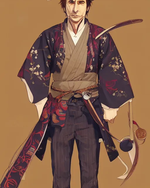 Image similar to an anime portrait of saul goodman as a beautiful man wearing a kimono from skyrim, by stanley artgerm lau, wlop, rossdraws, james jean, andrei riabovitchev, marc simonetti, and sakimichan, trending on artstation