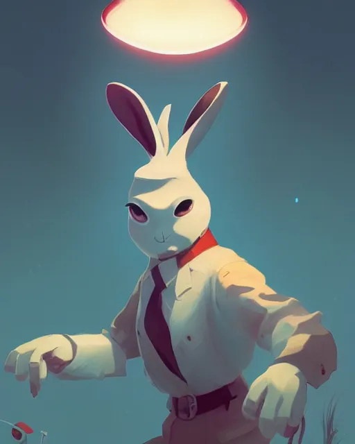 Prompt: the white rabbit, cory loftis, james gilleard, atey ghailan, goro fujita, character art, exquisite lighting, very coherent, plain background, lighthearted, soft painting