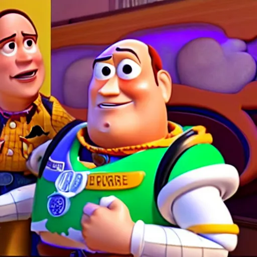 Image similar to a screenshot of Danny Devito as a 3D render animated Disney Pixar animation character in Toy story 4 (2019)