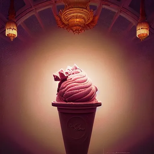 Prompt: epic professional digital art of icecream, rose atmospheric lighting, painted, intricate, detailed, cheerful, fun, exciting, by leesha hannigan, wayne haag, reyna rochin, ignacio fernandez rios, mark ryden, iris van herpen,, epic, stunning, gorgeous, much wow, cinematic, masterpiece.