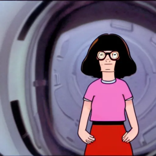 Image similar to A still of Tina Belcher from Bob's Burgers in 2001: A Space Odyssey (1968), photorealistic