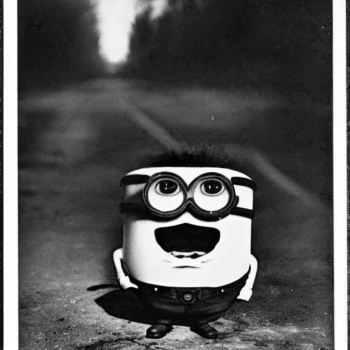 Image similar to old creepy black and white photograph of a minion