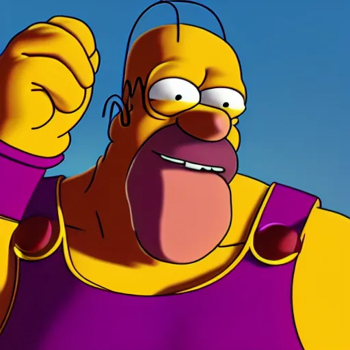 Prompt: CG 3D Homer Simpson as Thanos, cinematic, 4K