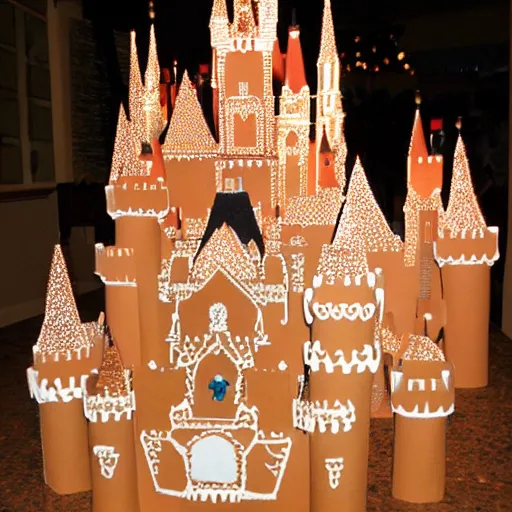 Image similar to castle by walt disney made out of gingerbread and stuff