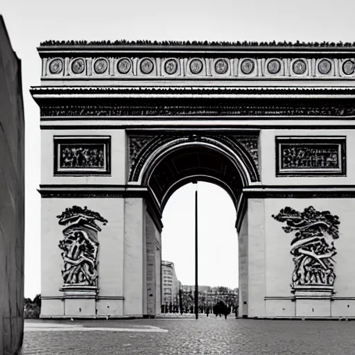 Prompt: the arc du triomphe with a portal leading to another world in it
