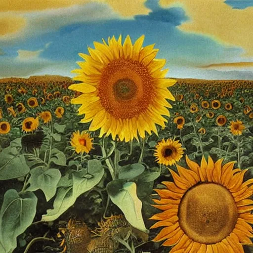 Image similar to dali's painting of sunflowers