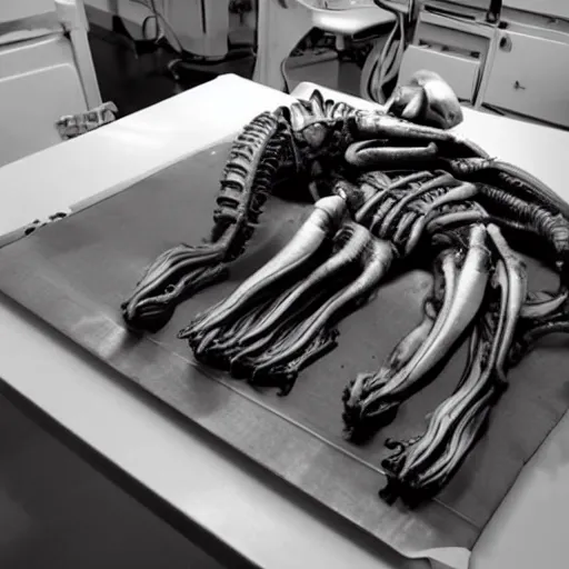 Image similar to xenomorph on a surgical table.