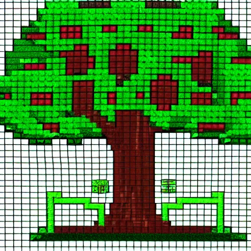 Prompt: big green tree, in the style of pixelart, 8-bit, 16-bit, snes, no grid lines