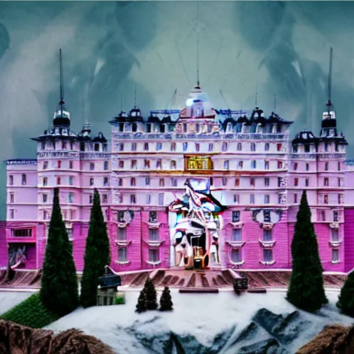 Image similar to the godfather, still from movie the grand budapest hotel