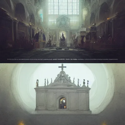 Image similar to Secrets inside the Vatican,Greg rutkowski, Trending artstation, cinematográfica, digital Art