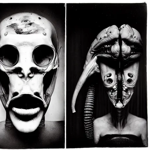 Prompt: n- 9, aliens, wide angle, Cronenberg, black and white photo by Joel Peter Witkin: