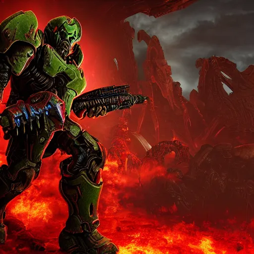 Image similar to doom slayer from doom eternal, photography