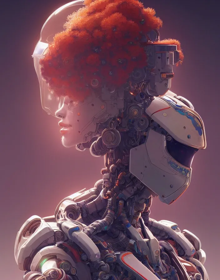 Image similar to symmetry!! portrait of a robot astronaut, floral! horizon zero dawn machine, intricate, elegant, highly detailed, digital painting, artstation, concept art, smooth, sharp focus, illustration, art by artgerm and greg rutkowski and alphonse mucha, 8 k