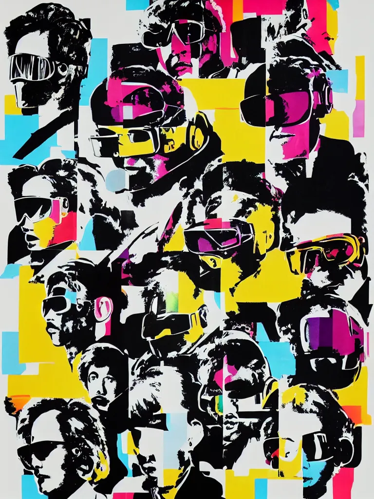 Prompt: Memphis abstract minimal art, Team Tomorrow, inspired by Andy Warhol and Daft Punk