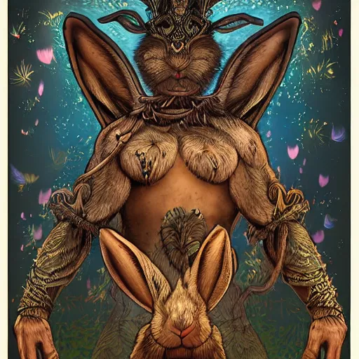 Prompt: a rabbit god by jon neimeister.