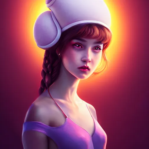 Image similar to portrait of a girl with a bundt cake on her head, digital art, cinematic, concept art, 8k, painting, imaginefx, cgsociety, trending on artstation