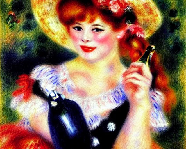 Image similar to vintage, champagne. cancan, french, realistic, cheerful, 1 9 0 2 art by renoir