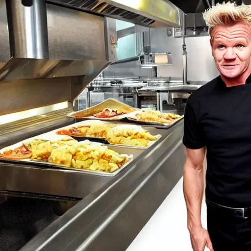 Image similar to gordon ramsay as a manager at mcdonald's