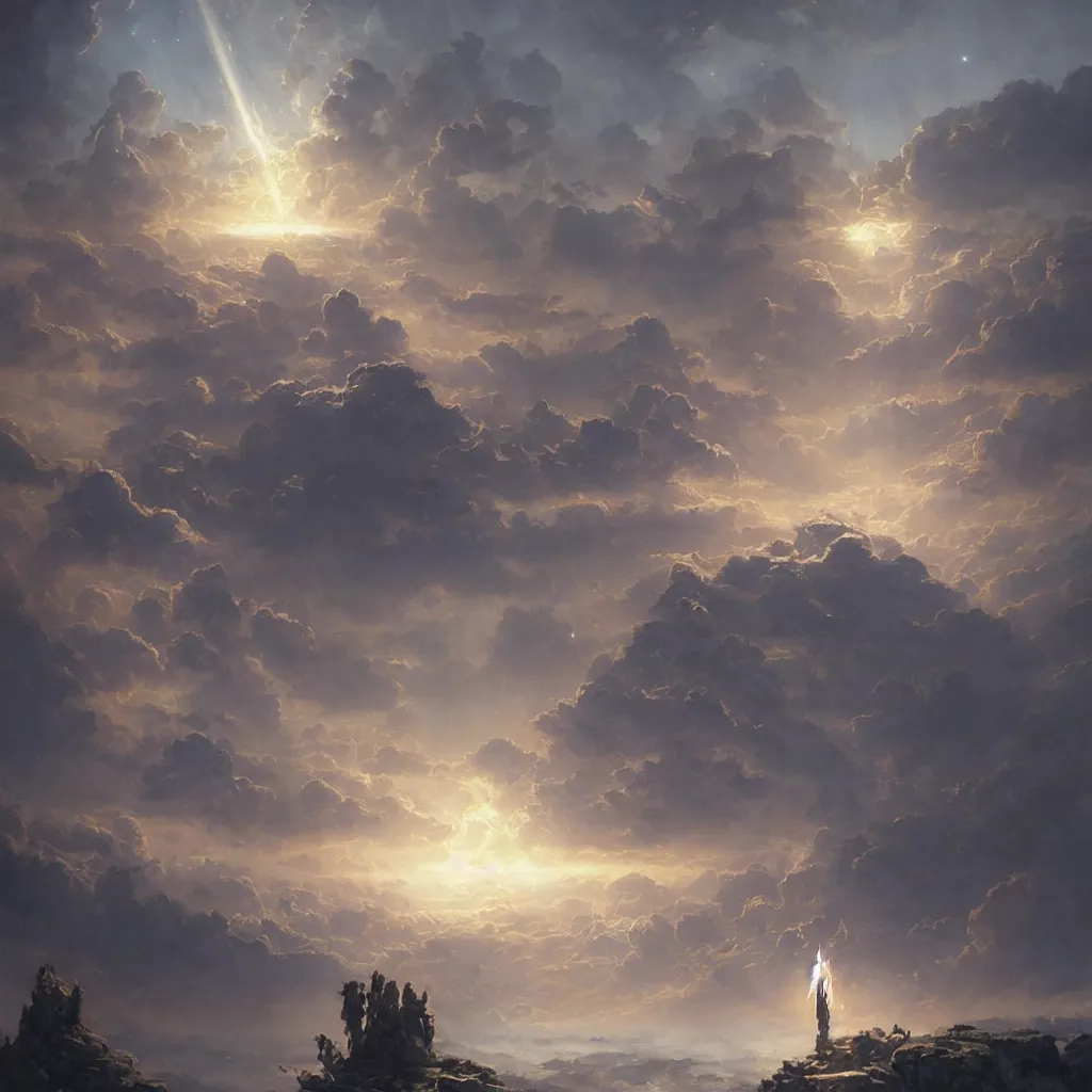 Image similar to a sending down [ of the revelation ] from him who created the earth and the lofty heavens, overdetailed art, by greg rutkowski, magic