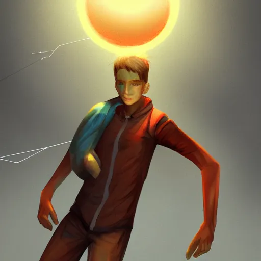 Image similar to the boy who caught the sun in his web, digital concept art, trending on art station