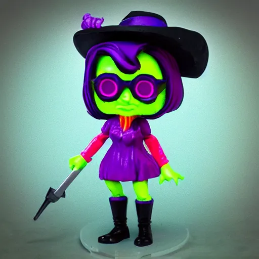 Image similar to neon witch stop motion vinyl action figure, plastic, toy, butcher billy style
