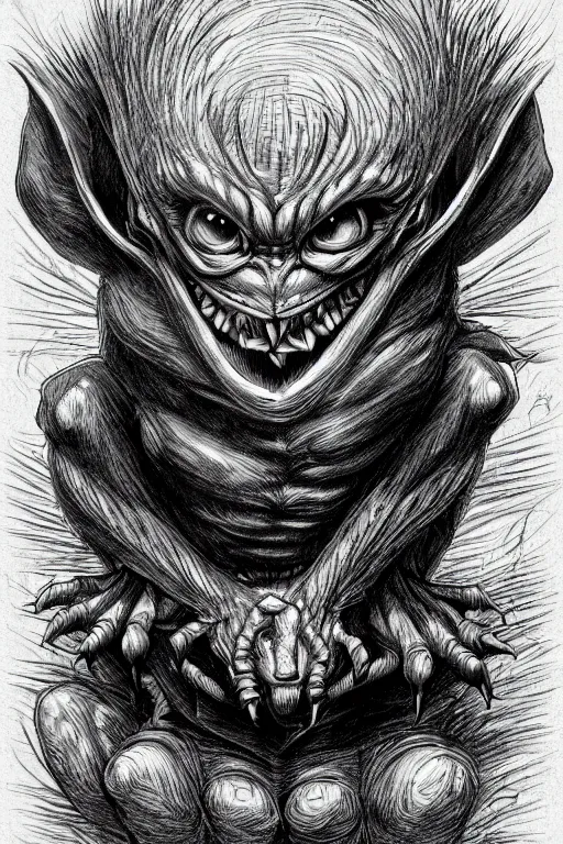 Image similar to goblin, symmetrical, toad eyes and webbed feet, highly detailed, digital art, sharp focus, trending on art station, kentaro miura manga art style