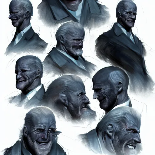 Image similar to biden elemental art artstation, perfect faces