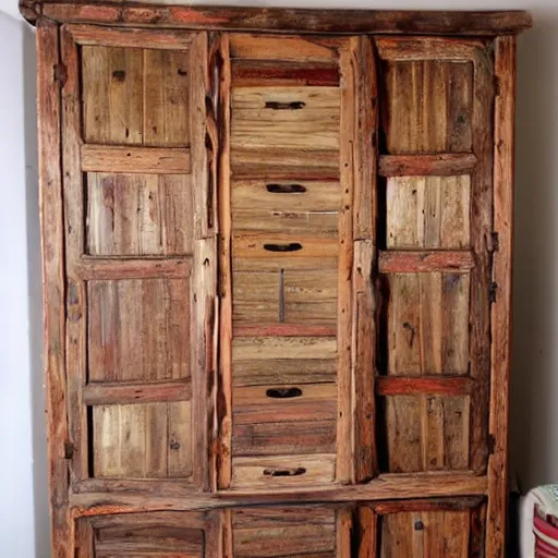 Image similar to old wooden Wardrobe with drawers in mexican style