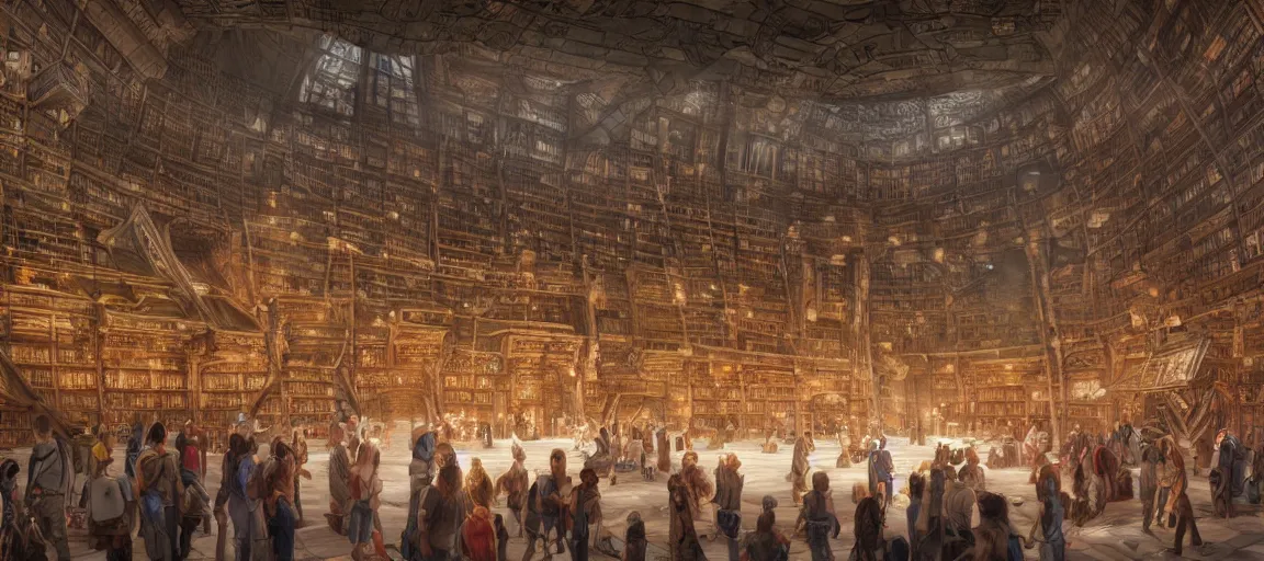 Prompt: hyper realistic detailed photo of interior of legendary library of alexandria, hyperdetailed, ultra hd, stanley artgerm lau, wlop, rossdraws, james jean marc simonetti ruan jia and artgerm and william, yuru camp