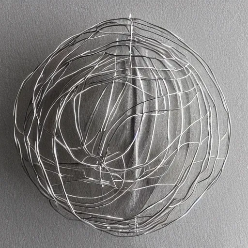 Prompt: realistic silver metal detailed wire sculpture of the cosmos