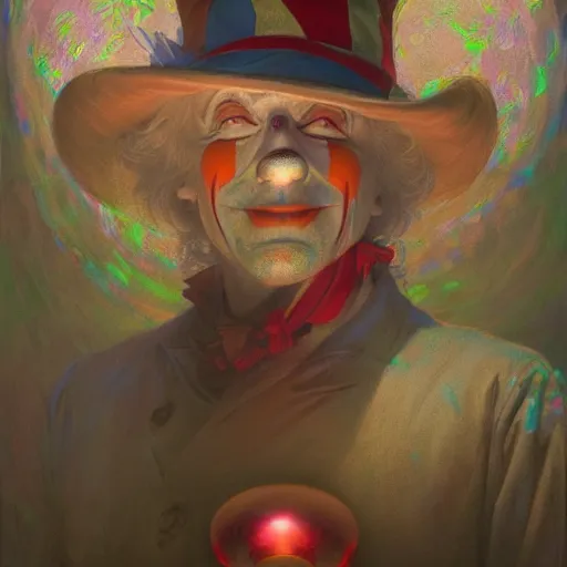 Image similar to uncle sam as a clown, radiant light, caustics, heroic, bright iridescent light, by gaston bussiere, bayard wu, greg rutkowski, maxim verehin