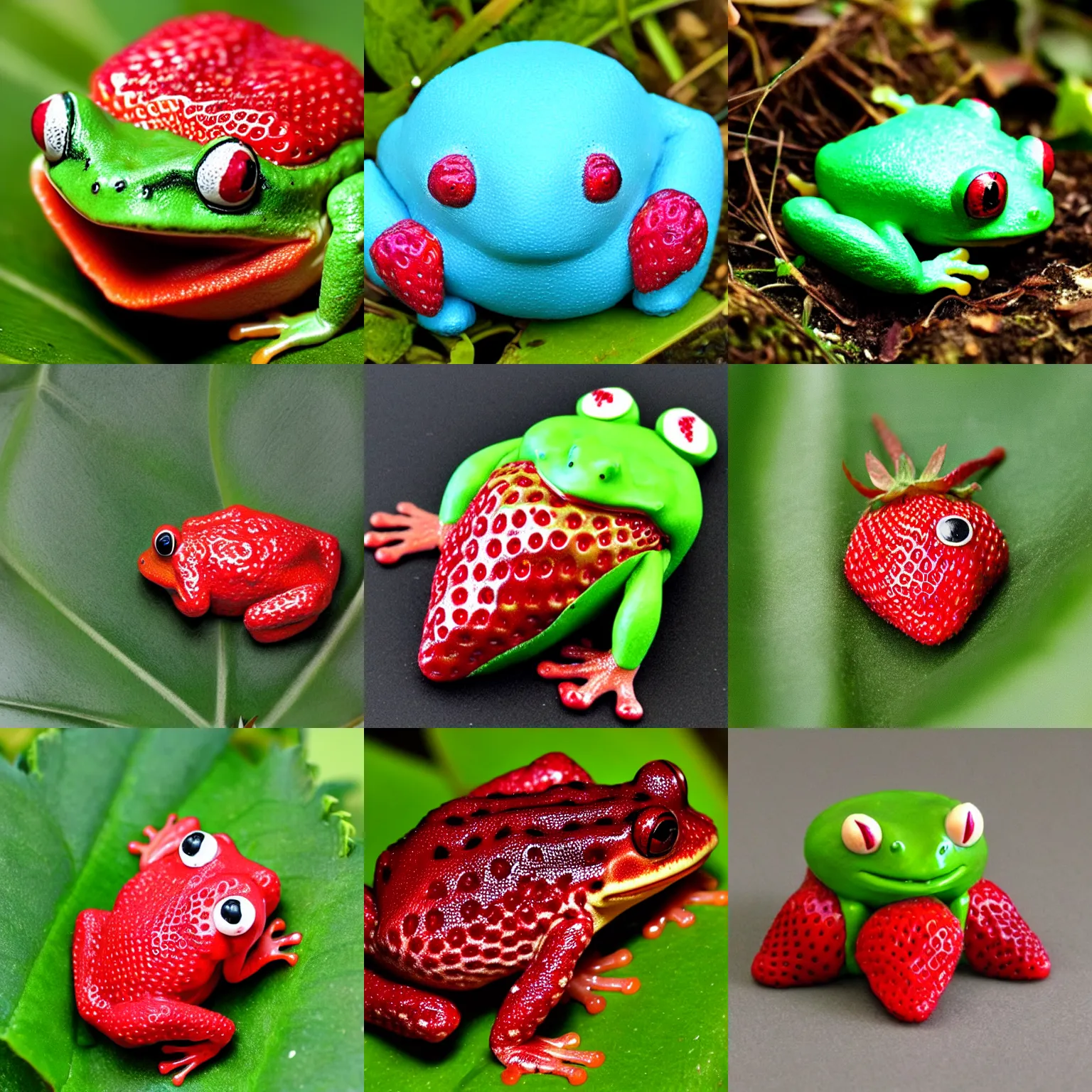 Prompt: a strawberry frog