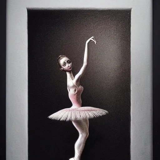 Image similar to beautiful ballerina inspired by giger and zdzislaw beksinski