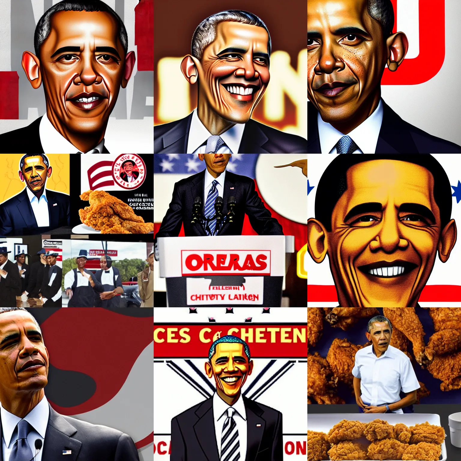 Prompt: obama as waspy caucasian head of a southern fried chicken franchise, colonel of fried chicken, southern planation owner