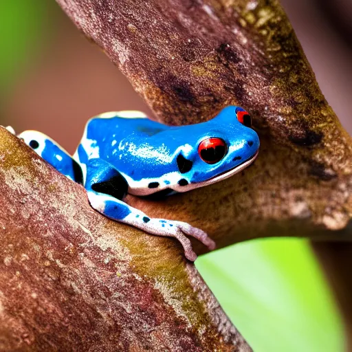 Prompt: an award winning photo of a poison dart frog looking at the camera, nature photography, National Geographic, 4k