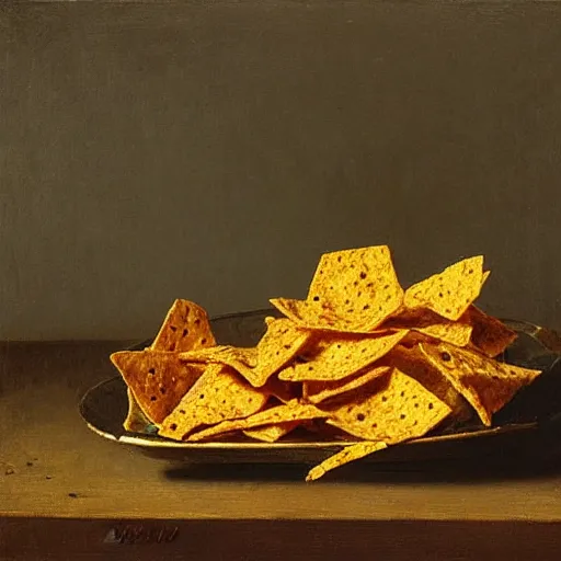 Prompt: Realistic still life of a bowl of doritos, mountain dew, by Fantin-Latour, 1866,