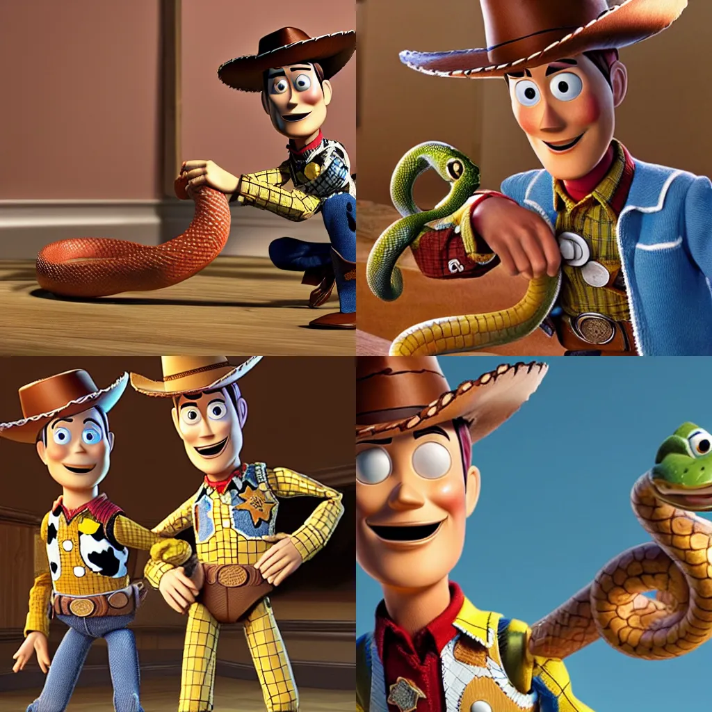 of woody from toys story pulling out a snake from his | Stable Diffusion |  OpenArt