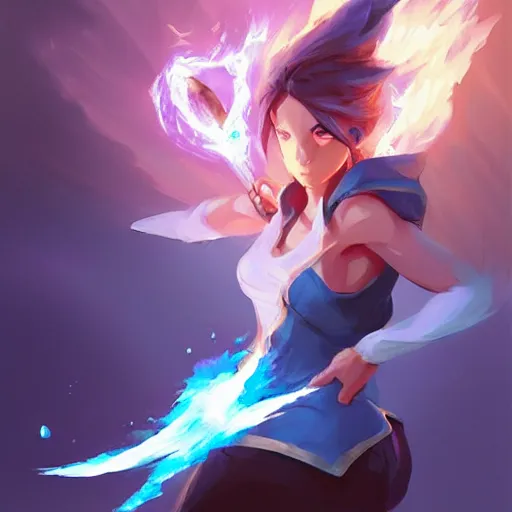 Prompt: the female blue mage casting a fire ball, fantasy art heartstone video game icon, 2 d game art gta cover, official fanart behance hd artstation by jesper ejsing, by rhads, makoto shinkai and lois van baarle, ilya kuvshinov, rossdraws