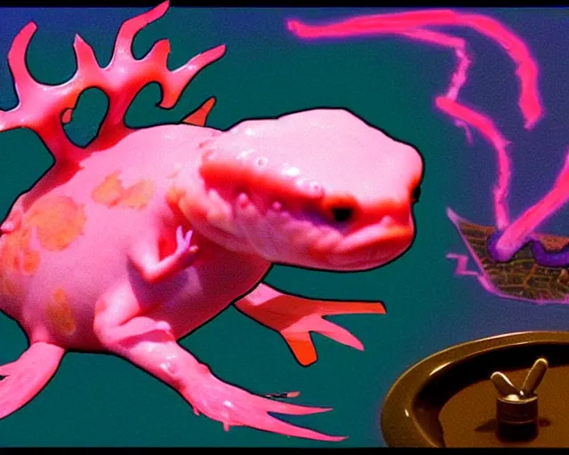 Image similar to axolotl themed final boss, rendered on a playstation 1