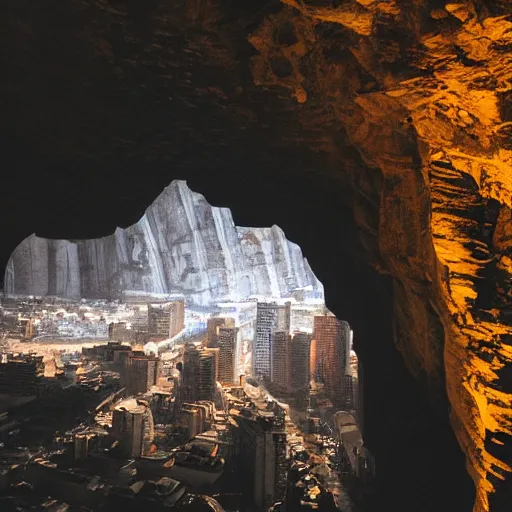 Image similar to city in a giant cave